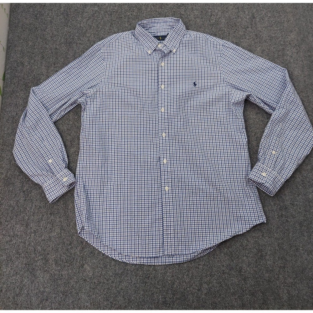 Lot 3 Ralph Lauren Shirt Men Large Blue Pink Plaid Button Down Pony Long Sleeve - Picture 11 of 16